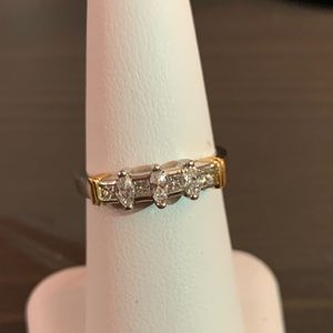 Platinum Diamond Marquise and Princess cut Ring